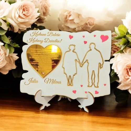 Ramka na dzień babci i dziadka złote serce serduszka czerwone