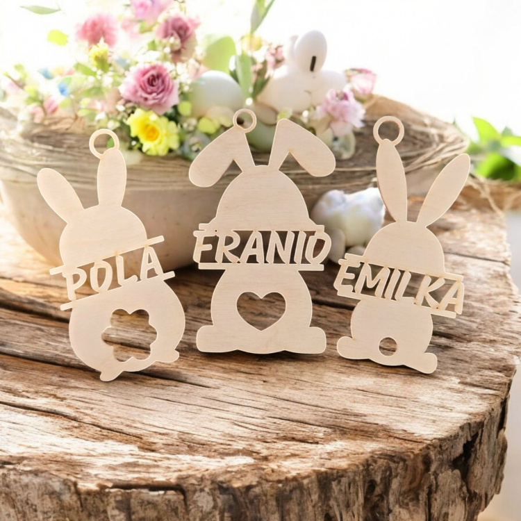 Zajączki zawieszki z imieniem