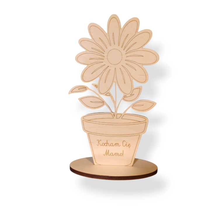 Drewniany kwiatek w doniczce