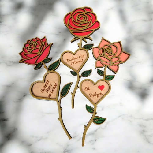 Róże ze sklejki 3 wzory tło