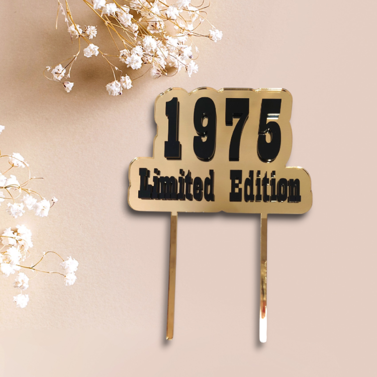 Topper na tort złota i czarna pleksi limited edition 1975 rok