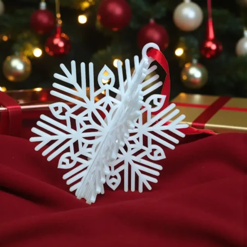 Śnieżynka 3d pleksi opal mleczna biała wzór 1.webp