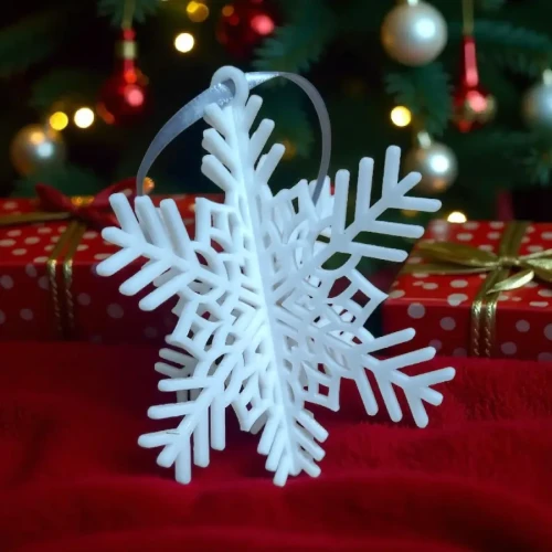 Śnieżynka 3d pleksi opal mleczna biała wzór 2.webp