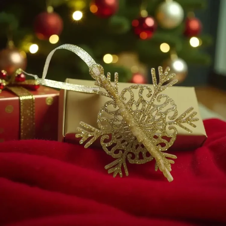 Snieżynka 3d pleksi brokatowa złota wzór 4.webp