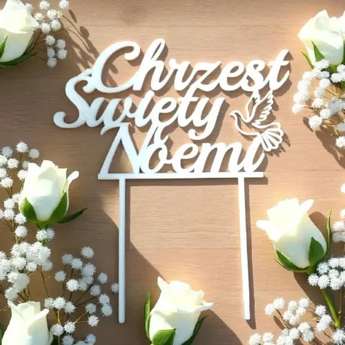 Topper na chrzest biały aklryl.webp