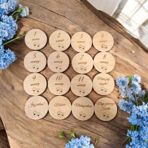 Tabliczki ze sklejki do zdjęć dla niemowlaka 16szt