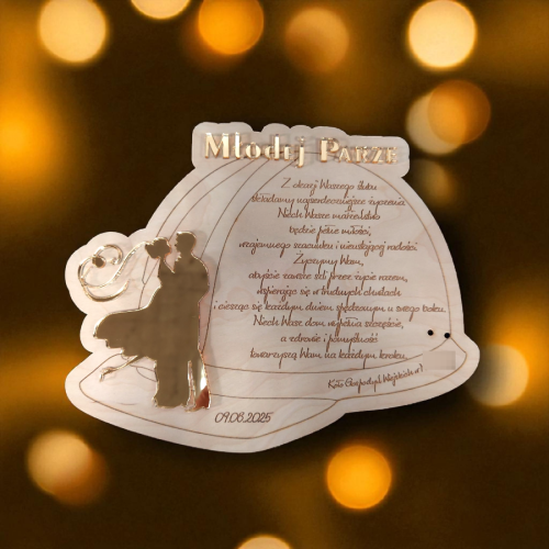 kartka drewniana ze sklejki na ślub urodziny życzenia podziękowania