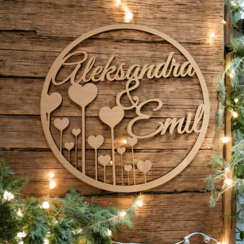 obręcz koło ze sklejki z imionami