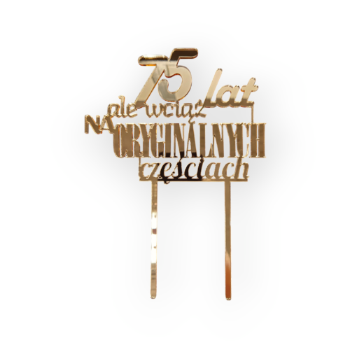 Topper na tort lustrzana złota pleksi urodziny