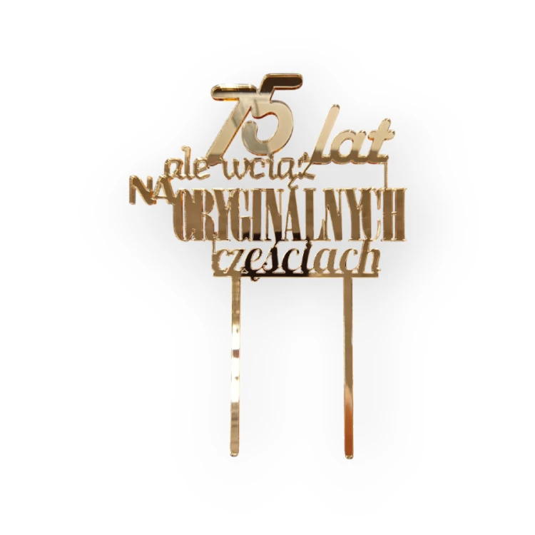 Topper na tort lustrzana złota pleksi urodziny