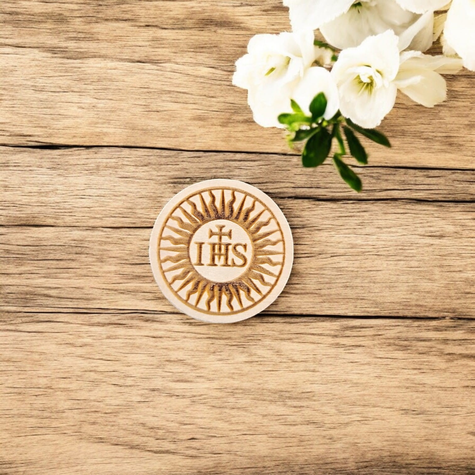 332 Hostia - promyki słońca sklejka grawerowana scrapka 3 cm - do DIY i rękodzieła - obrazek 1