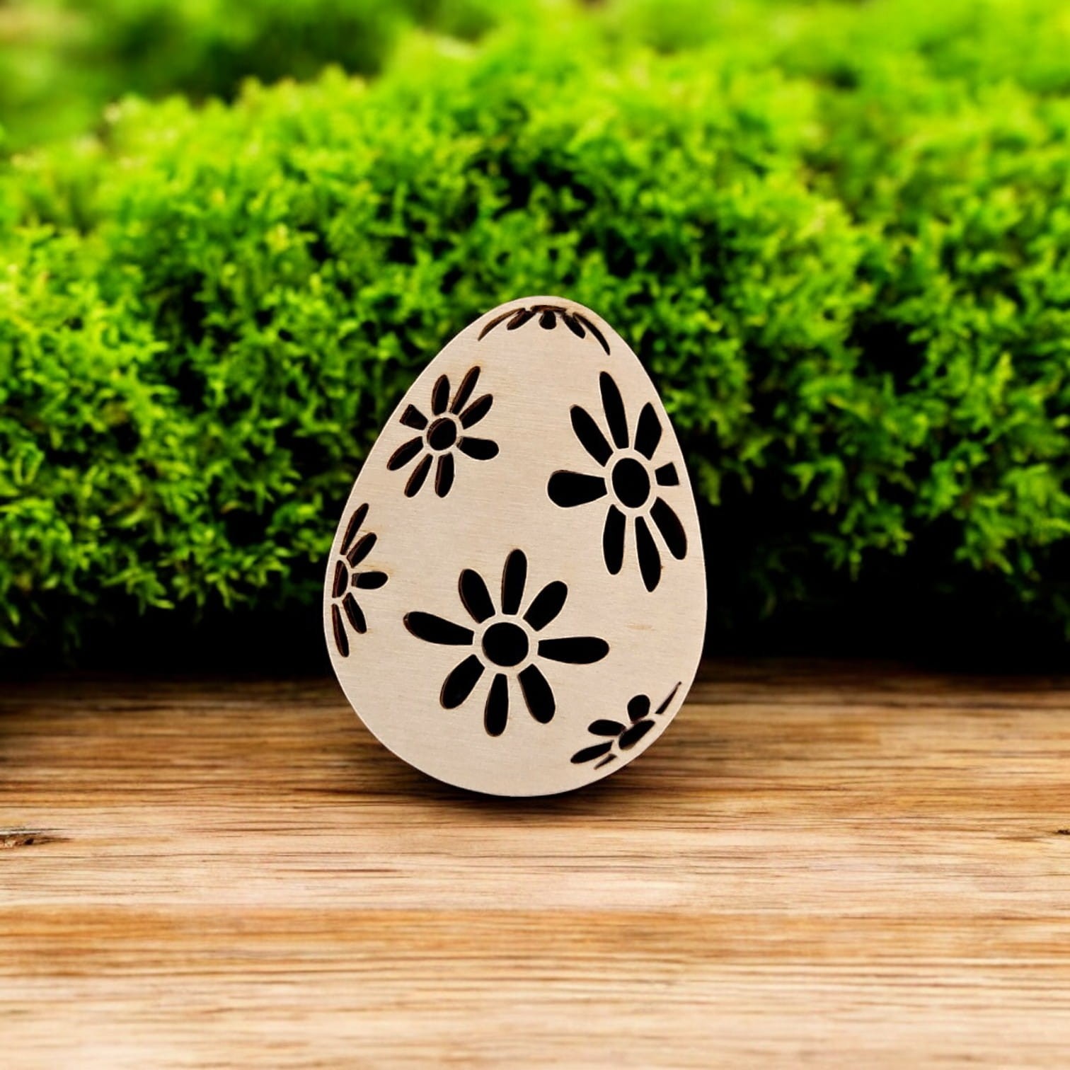 352 Drewniana Pisanka w kwiatki / scrapka sklejka 6x4 cm - obrazek 1