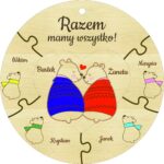 Misiowe rodzinki ze sklejki ręcznie malowane 6 wzorów, 15 cm - obrazek 7