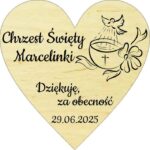 Drewniane serduszko magnes Podziękowanie Chrzest Święty 5 wzorów 6x6cm - obrazek 3