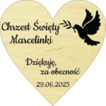 Drewniane serduszko magnes Podziękowanie Chrzest Święty 5 wzorów 6x6cm - obrazek 5