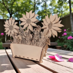 Doniczka ze słonecznikami ze sklejki - dekoracja DIY , personalizowany prezent! - obrazek 5