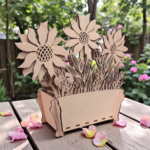 Doniczka ze słonecznikami ze sklejki - dekoracja DIY , personalizowany prezent! - obrazek 7