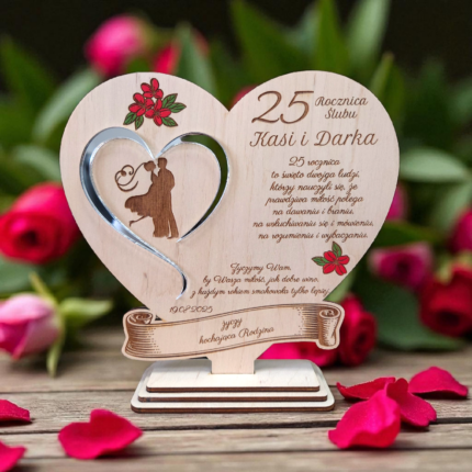 Statuetka serce na rocznicę jubileusz prezent okazje grawer personalizowany 19x18 cm
