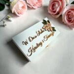 Drewniane pudełko ślubne personalizowane z życzeniami 18x10 - obrazek 2
